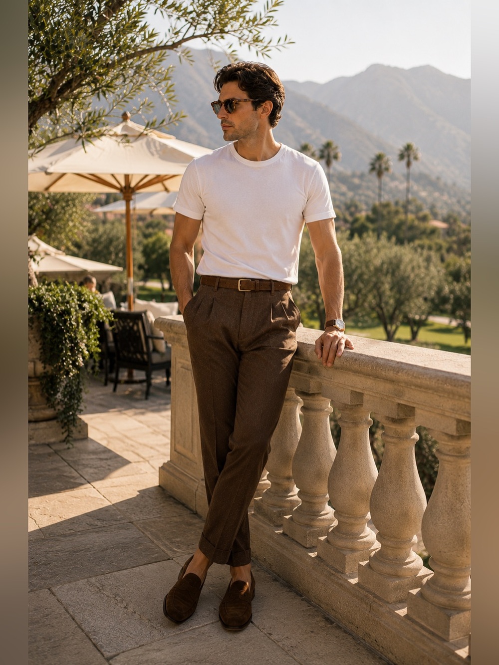 Berwich Clochard Brown Pleated Trousers IT 46 US 30 Made in Italy Tapered Pants